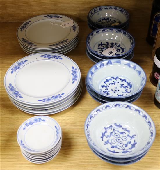 A collection of Chinese blue and white ceramics, 18th century and later,